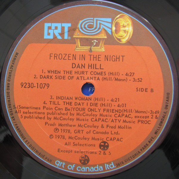 Dan Hill - Frozen In The Night | GRT (9230-1079) - 3