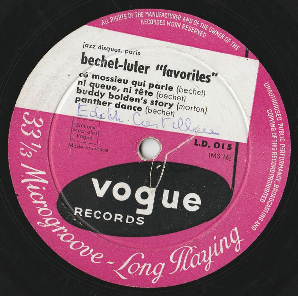 Sidney Bechet , Claude Luter - Favorites | Vogue (L.D 015) - 2