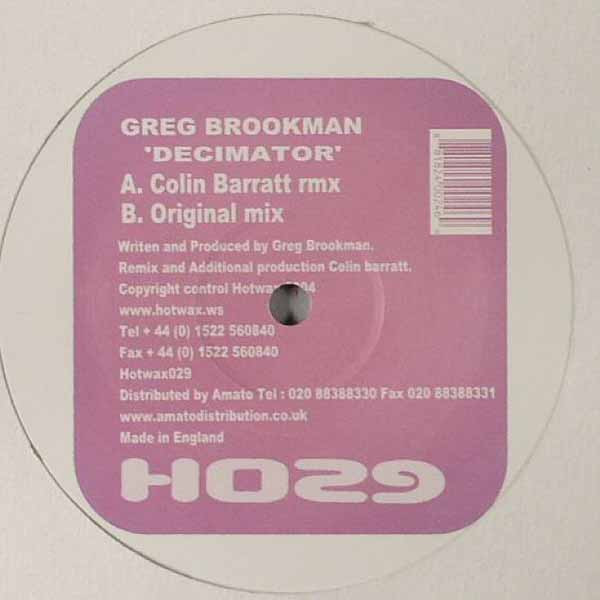 Greg Brookman - Decimator | Hotwax Traxx (Hotwax029)