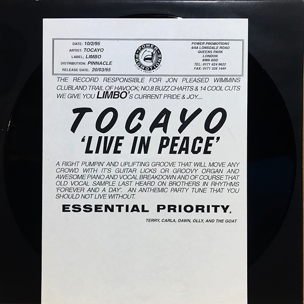 Tocayo - Live In Peace | Limbo Records (LIMB 43T)