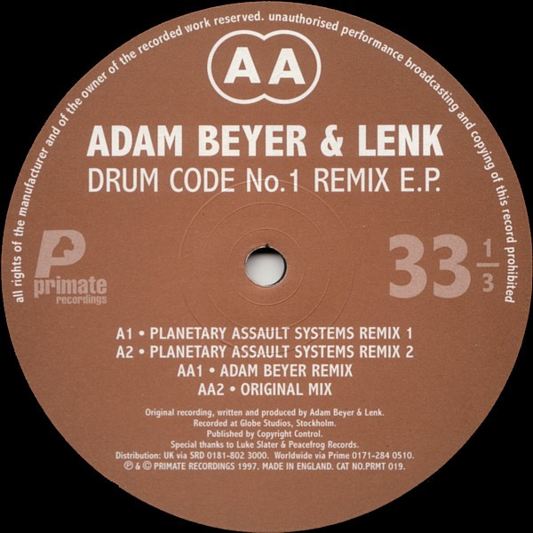 Adam Beyer & Lenk - Drum Code No.1 Remix E.P. | Primate Recordings (PRMT 019) - 4