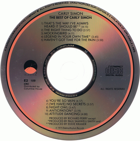 Carly Simon - The Best Of Carly Simon | Elektra (E2 109) - 3