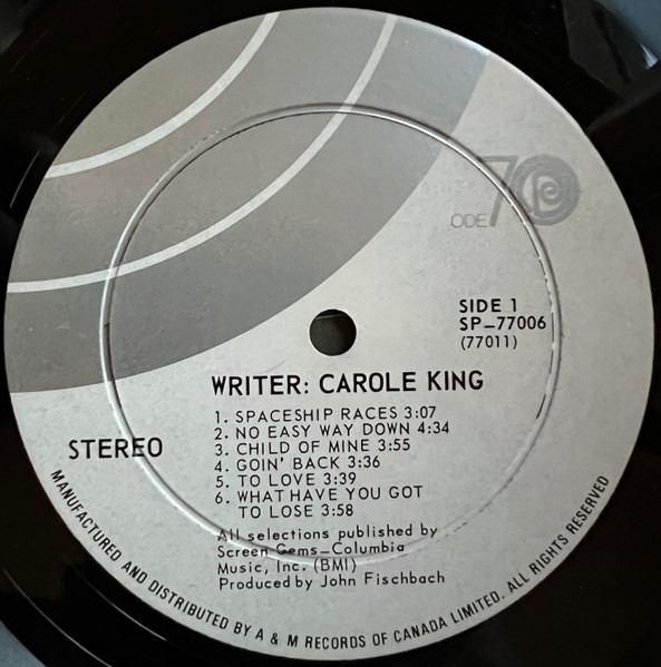 Carole King - Writer: Carole King | Ode Records (SP-77006) - 3