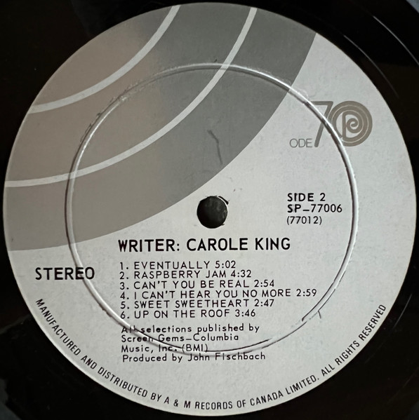 Carole King - Writer: Carole King | Ode Records (SP-77006) - 4