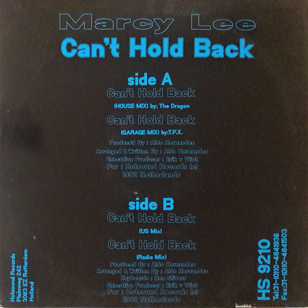 Marcy Lee - Can't Hold Back | Hotsound Records (HS 9210) - 2
