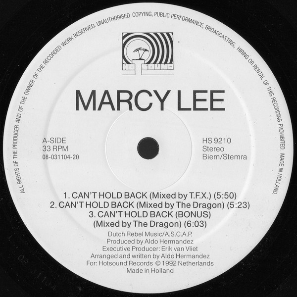 Marcy Lee - Can't Hold Back | Hotsound Records (HS 9210) - 3