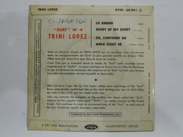 Trini Lopez - Surf Nº 4 | Reprise Records (RVEP. 60.041) - 2