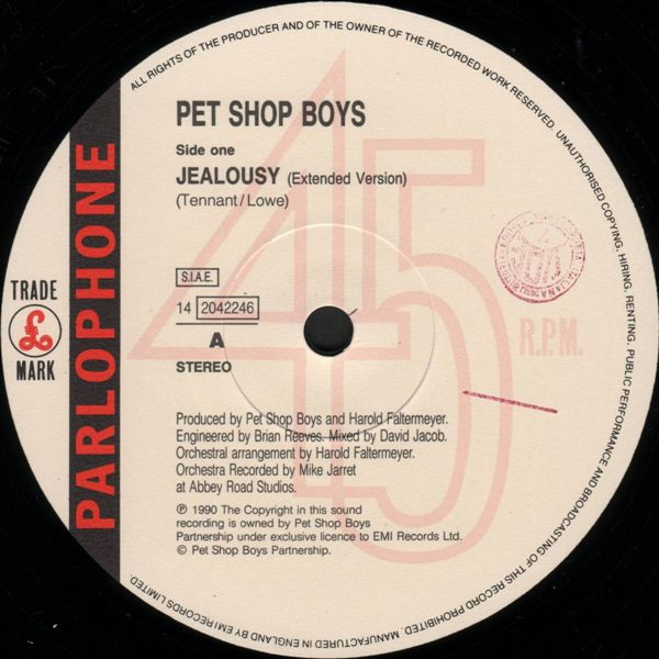Pet Shop Boys - Jealousy | Parlophone (14 204224 6) - 3