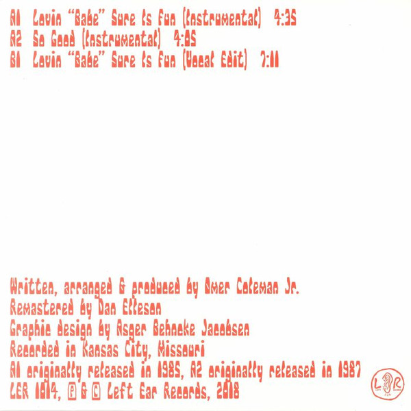 Omer Coleman Jr. - Lovin "Babe" Sure Is Fun / So Good | Left Ear Records (LER 1014)