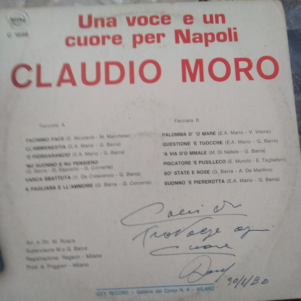 Claudio Moro - Una Voce E Un Cuore Per Napoli | City Record (C 1036) - 2 Claudio Moro - Una Voce E Un Cuore Per Napoli | City Record (C 1036) - 2