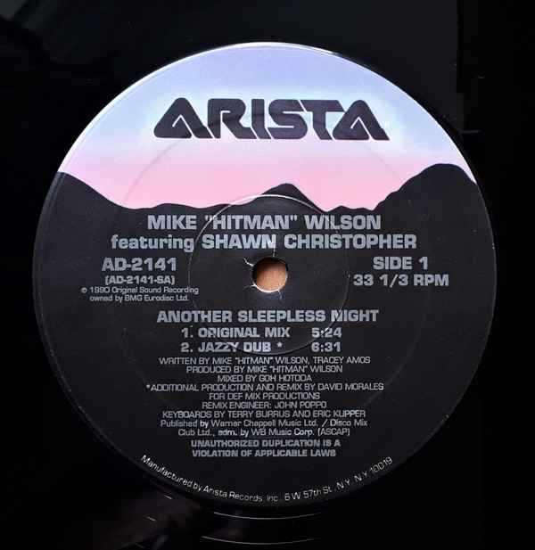 Mike "Hitman" Wilson Featuring Shawn Christopher - Another Sleepless Night | Arista (AD-2141) - main Mike "Hitman" Wilson Featuring Shawn Christopher - Another Sleepless Night | Arista (AD-2141) - main