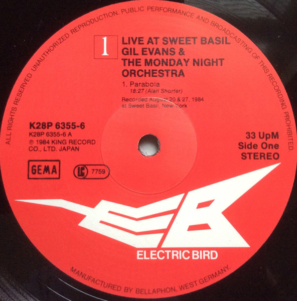 Gil Evans & The Monday Night Orchestra - Live At Sweet Basil | Electric Bird (K23P 6355-6) - 3