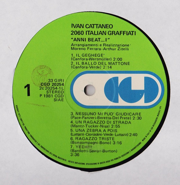 Ivan Cattaneo - Duemila60 Italian Graffiati | CGD (CGD 20254) - 3