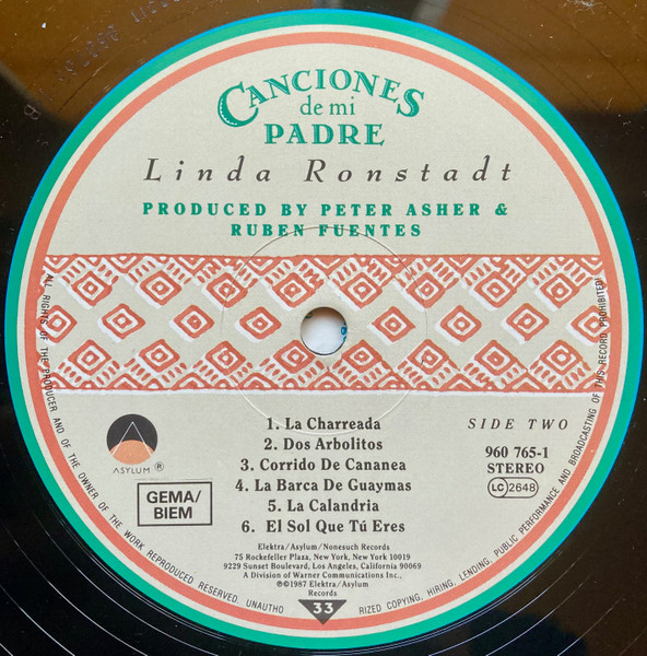 Linda Ronstadt - Canciones De Mi Padre | Asylum Records (960 765-1) - 4 Linda Ronstadt - Canciones De Mi Padre | Asylum Records (960 765-1) - 4