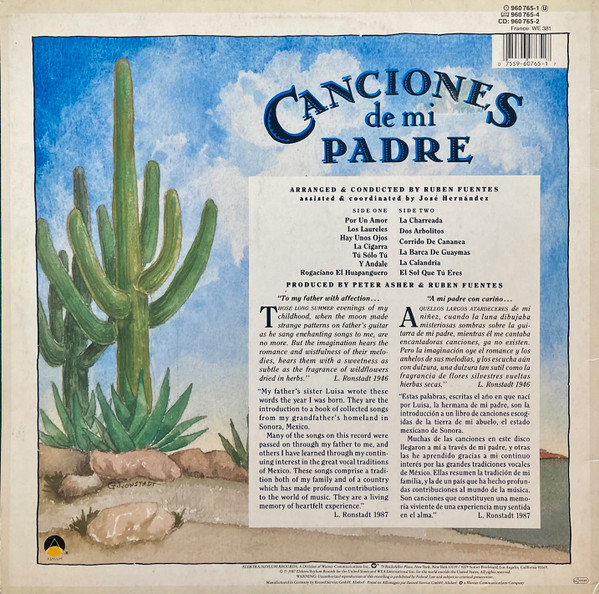 Linda Ronstadt - Canciones De Mi Padre | Asylum Records (960 765-1) - 2 Linda Ronstadt - Canciones De Mi Padre | Asylum Records (960 765-1) - 2
