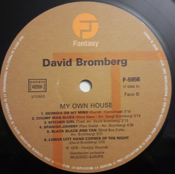David Bromberg - My Own House | Fantasy (F-5956) - 3
