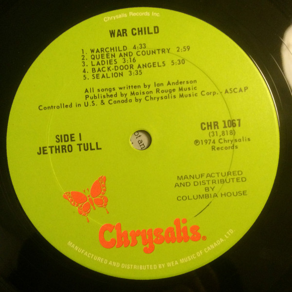 Jethro Tull - War Child | Chrysalis (CHR 1067) - 3