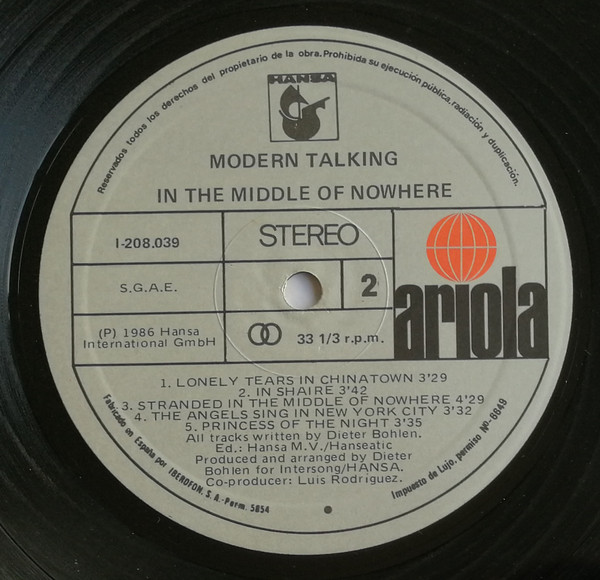 Modern Talking - In The Middle Of Nowhere - The 4th Album | Ariola (I-208.039) - 2