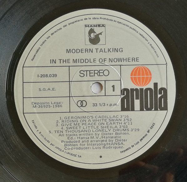 Modern Talking - In The Middle Of Nowhere - The 4th Album | Ariola (I-208.039) - main