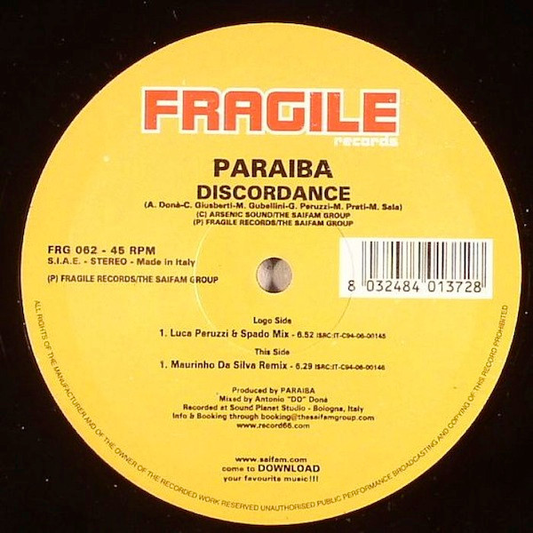 Paraiba - Discordance | Fragile Records (FRG 062)