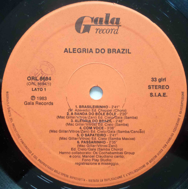 Os Cochabambas Group - Alegria Do Brasil | Gala Records (ORL 8694)