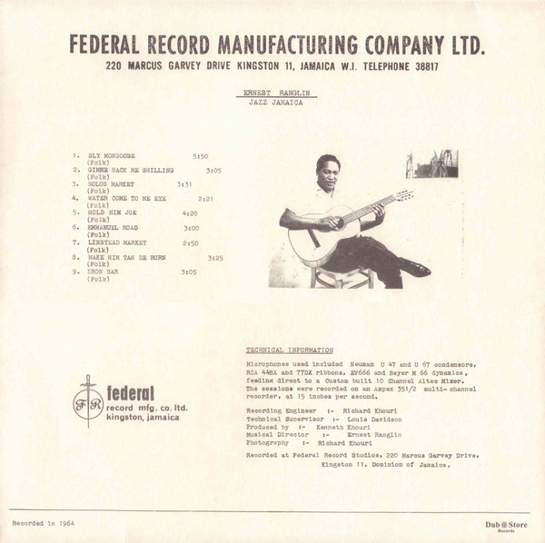 Ernest Ranglin - Jazz Jamaica | Federal Record Mfg. Co. Ltd. (DSR-LP-513)