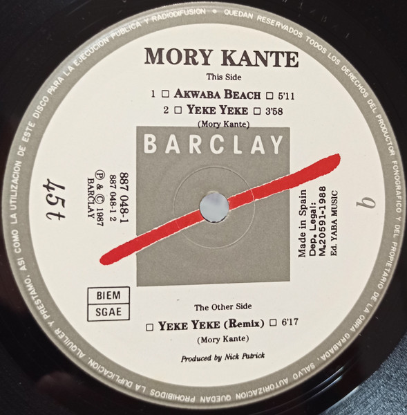 Mory Kanté - Yé Ké Yé Ké | Barclay (887 048-1) - 4