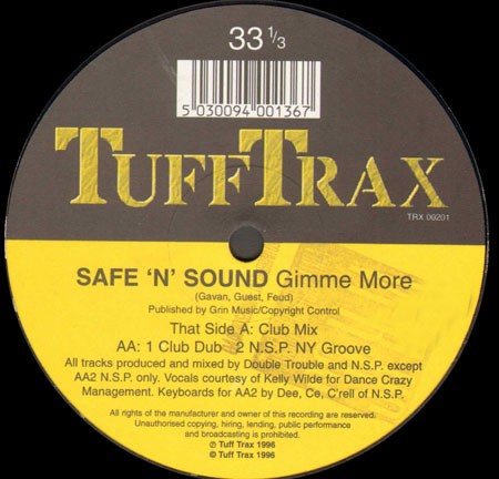 Safe 'n' Sound - Gimme More | Tuff Trax (TRX 00201)