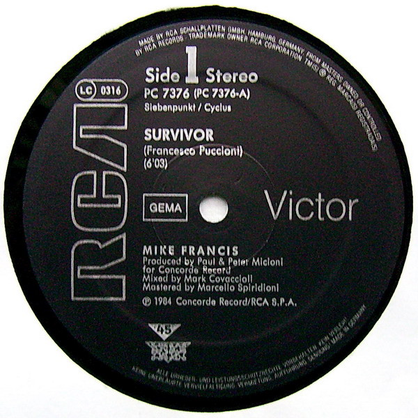 Mike Francis - Survivor | RCA Victor (PC 7376) - 3