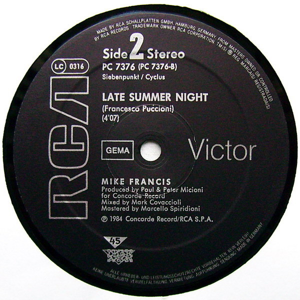 Mike Francis - Survivor | RCA Victor (PC 7376) - 4