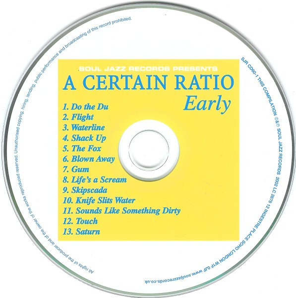 A Certain Ratio - Early | Soul Jazz Records (SJR CD60) - 3 A Certain Ratio - Early | Soul Jazz Records (SJR CD60) - 3