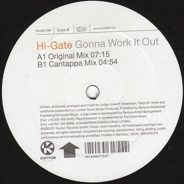 Hi-Gate - Gonna Work It Out | Kontor Records (Kontor189)