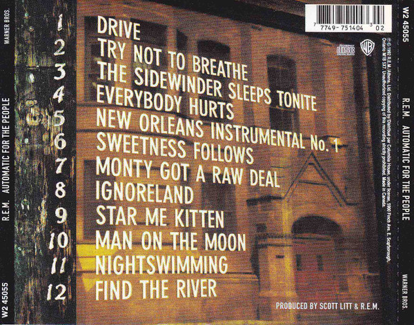 R.E.M. - Automatic For The People (CD) | Warner Bros. Records (W2 45055) - 3 R.E.M. - Automatic For The People (CD) | Warner Bros. Records (W2 45055) - 3