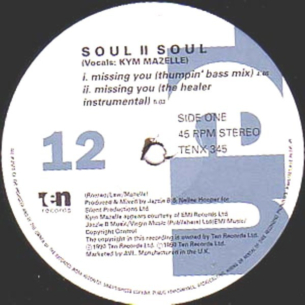 Soul II Soul - Missing You | 10 Records (TENX 345) - 2