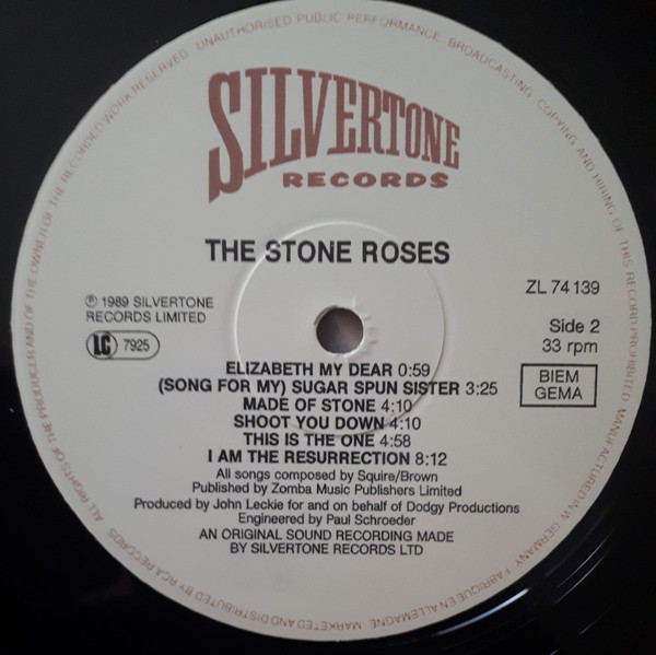 The Stone Roses - The Stone Roses | Silvertone Records (ZL 74139) - 4