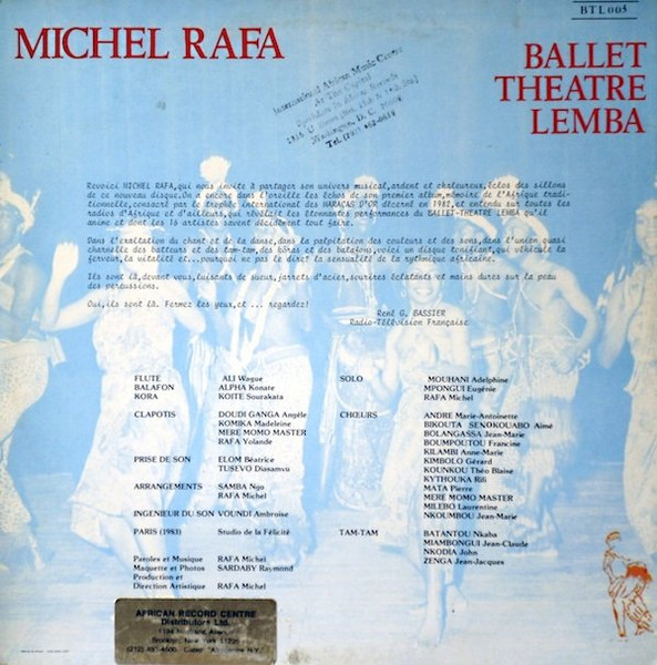 Michel Rafa Et Le Ballet Théâtre Lemba - Musiques Chants Rythmes Du Congo | Lemba EDI (BTL 003) - 4