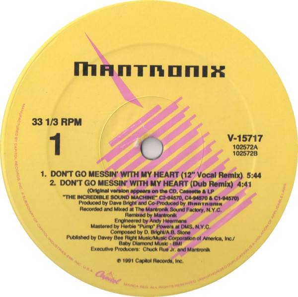 Mantronix - Don't Go Messin' With My Heart | Capitol Records (V-15717) - 3 Mantronix - Don't Go Messin' With My Heart | Capitol Records (V-15717) - 3