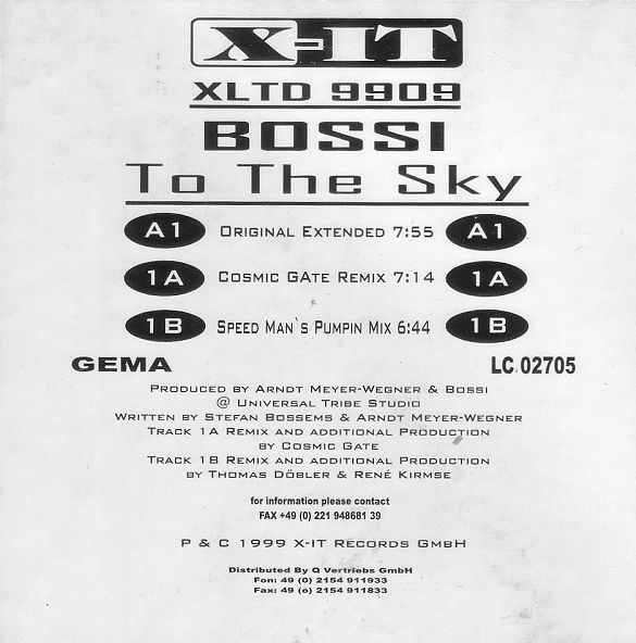 Bossi - To The Sky | X-IT Records (XLTD 9909)