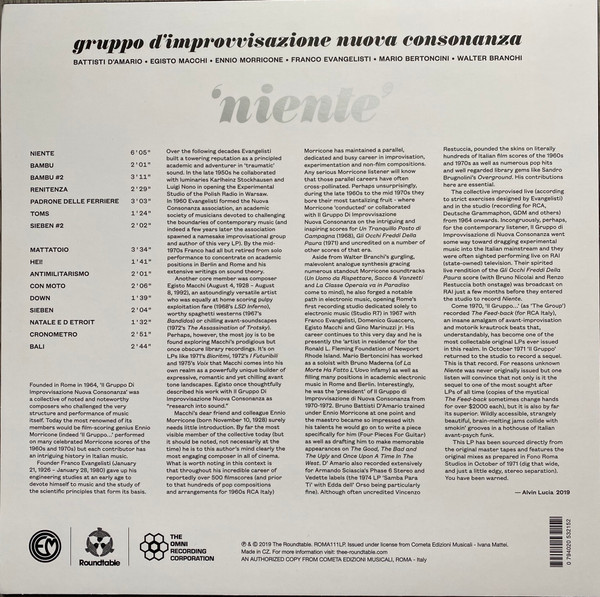 Gruppo di Improvvisazione Nuova Consonanza - Niente | The Omni Recording Corporation (ROMA111LP) - 2