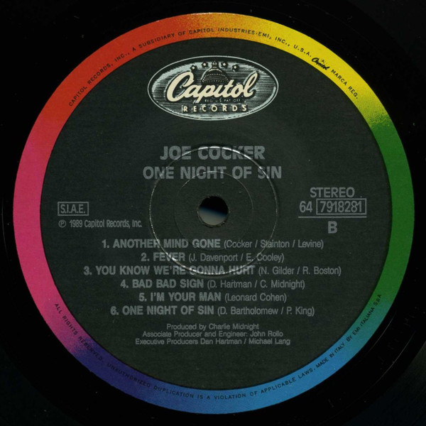 Joe Cocker - One Night Of Sin | Capitol Records (64 7918281) - 4