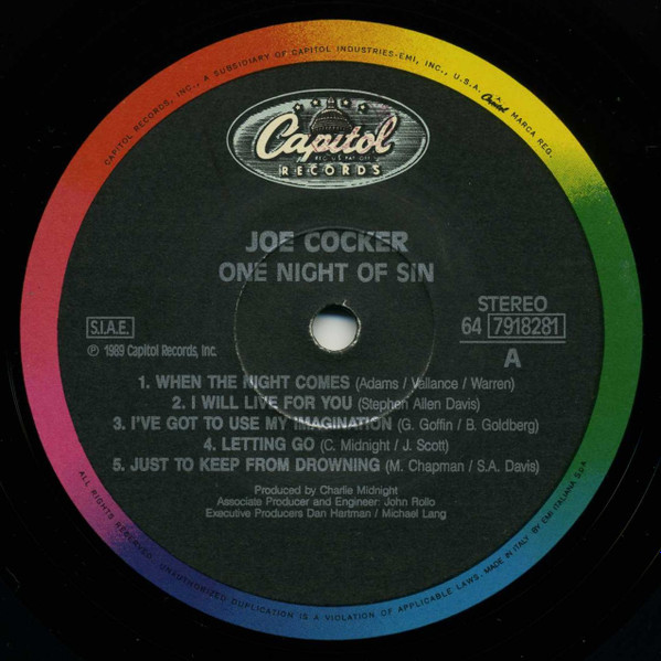 Joe Cocker - One Night Of Sin | Capitol Records (64 7918281) - 3