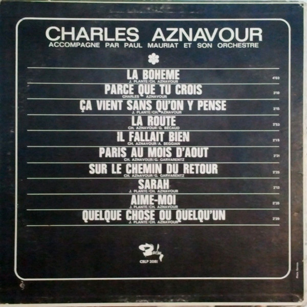 Charles Aznavour - La Bohême | Barclay (CBLP 2081) - 2