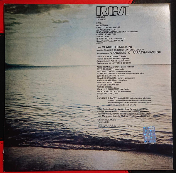 Claudio Baglioni - E Tu... | RCA (TPL1-1067) - 3 Claudio Baglioni - E Tu... | RCA (TPL1-1067) - 3