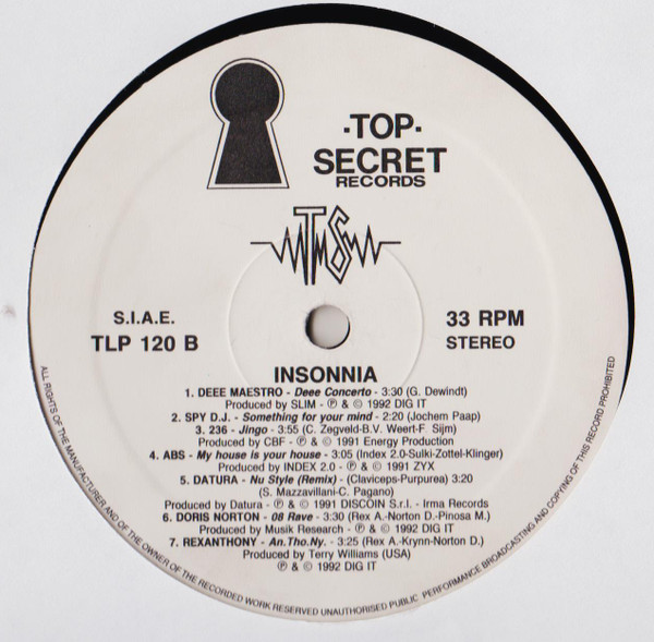 Various - Insonnia | Top Secret Records (TLP 120) - 3
