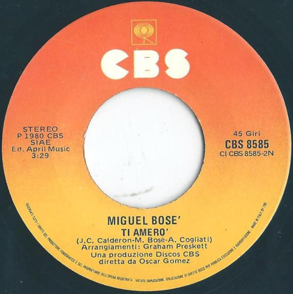 Miguel Bosé - Olympic Games | CBS (CBS 8585) - 4