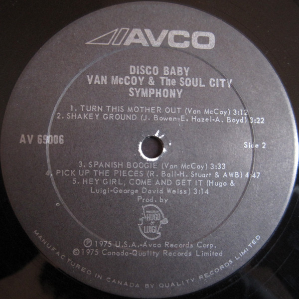 Van McCoy & The Soul City Symphony - Disco Baby | Avco (AV-69006) - 4