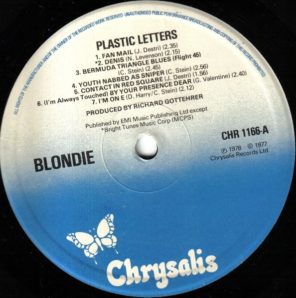 Blondie - Plastic Letters | Chrysalis (CHR 1166) - 3 Blondie - Plastic Letters | Chrysalis (CHR 1166) - 3