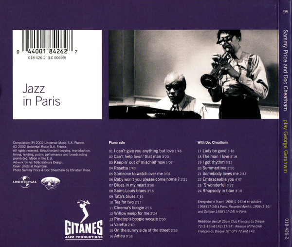 Sammy Price And Doc Cheatham - Play George Gershwin | Gitanes Jazz Productions (018 426-2) - 4 Sammy Price And Doc Cheatham - Play George Gershwin | Gitanes Jazz Productions (018 426-2) - 4