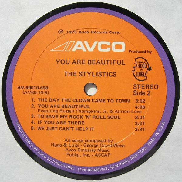 The Stylistics - You Are Beautiful | Avco (AV-69010-698) - 4