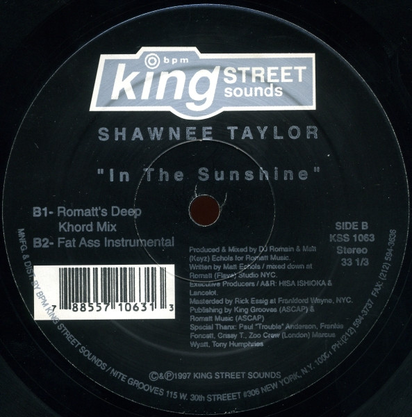 Shawnee Taylor - In The Sunshine | BPM King Street Sounds (KSS 1063) - 2